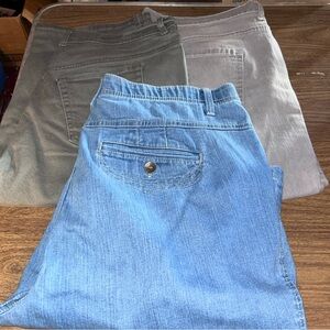 3 pair Gloria Vanderbilt Capris size 18W- blue gray and green